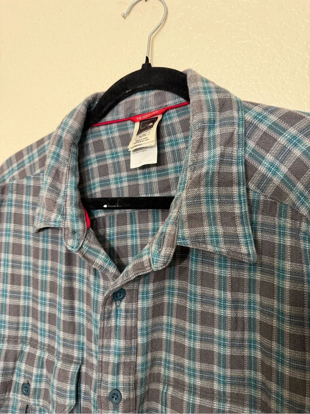 The North Face Men’s Cotton Button Down Flannel Shirt Size XL Gray
